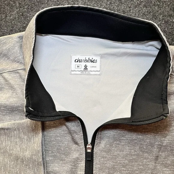 New Chubbies Gray Long Sleeve 1/4 Zip Long Sleeve Shirt Mens M Poly/Spandex - Picture 2 of 11
